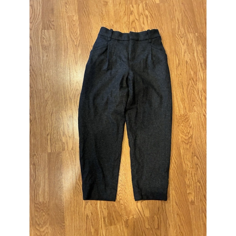 Banana Republic Tapered‎ Pleated Flannel Wool Pant Womens Sz 0 Gray Crop